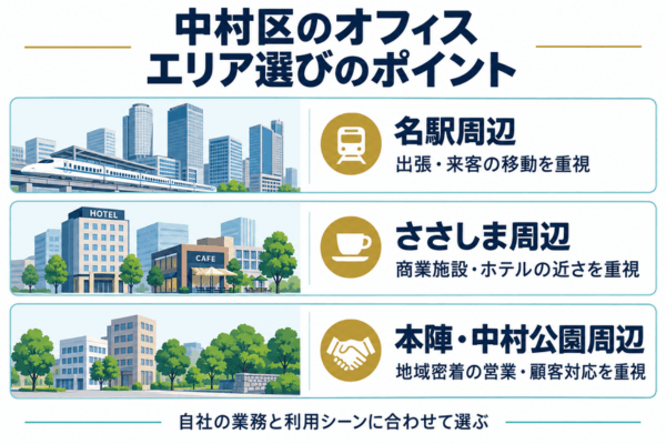 中村区のオフィスをエリアで選ぶ際のポイント